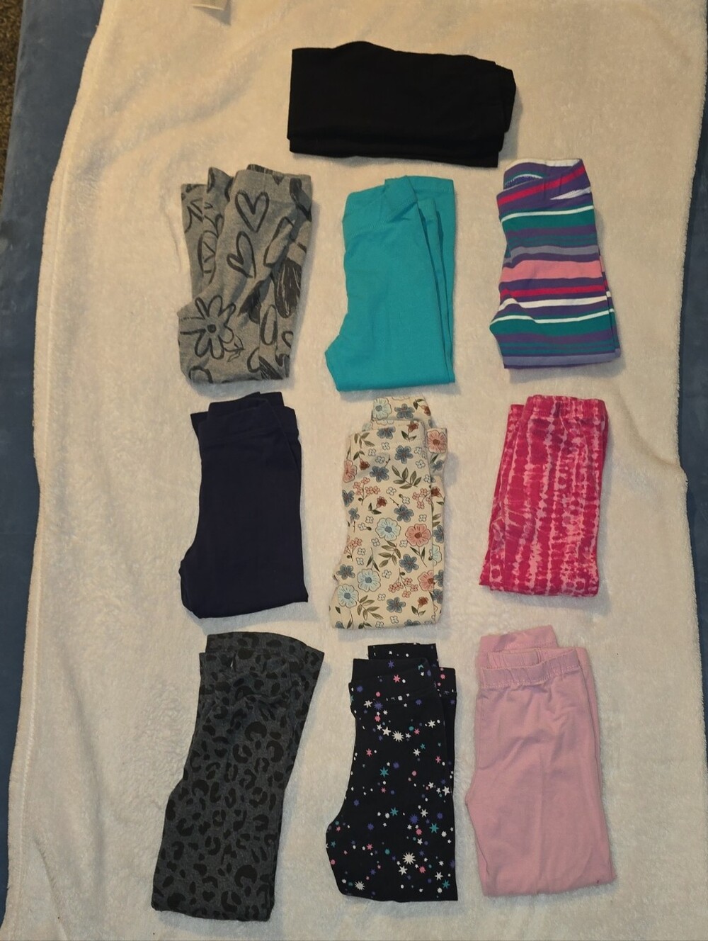 Girls' Mixed Color Leggings Pack - Pink, Black, Teal, Gray, Navy, Patterned